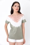 HN2009Batik Baskılı Bisiklet Yakalı Kısa Kollu T-shirt