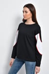 HN2194Kontrast Renkli Uzun Kollu Kalın Kumastan Tshirt