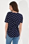 HN2422Bisiklet Yakalı Puantiye Desenli Örme T-Shirt