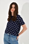 HN2422Bisiklet Yakalı Puantiye Desenli Örme T-Shirt