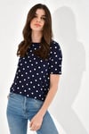 HN2422Bisiklet Yakalı Puantiye Desenli Örme T-Shirt