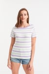 HN2587Lila-Yeşil Çizgili T-shirt