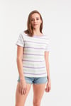 HN2587Lila-Yeşil Çizgili T-shirt