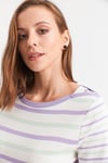 HN2587Lila-Yeşil Çizgili T-shirt