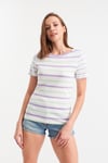HN2587Lila-Yeşil Çizgili T-shirt