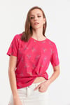 HN2593Büzgülü Baskılı T-Shirt