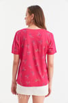 HN2593Büzgülü Baskılı T-Shirt