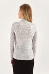 HN2617Leopar Desenli Balıkçı Yaka Bluz