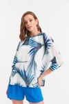 HN2677Desenli Şifon Bluz