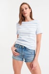HN2707Mavi Çizgili T-shirt