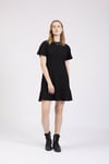 HN2786Reglan Kollu Eteği Volanlı Örme Elbise