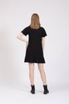 HN2786Reglan Kollu Eteği Volanlı Örme Elbise