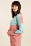 HN2840Mint Renk Bloklu Bisiklet Yakalı Şerit Detaylı Örme Sweatshirt