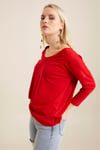 HN2876Geniş Yakalı Basic T-Shirt