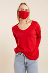 HN2876Geniş Yakalı Basic T-Shirt