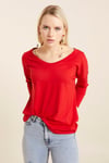 HN2876Geniş Yakalı Basic T-Shirt