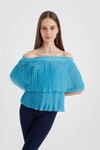 HN3030Piliseli Astarlı Dokuma Bluz