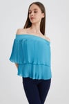 HN3030Piliseli Astarlı Dokuma Bluz