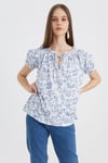 HN3041Çiçek Desenli Bağlamalı Örme Bluz