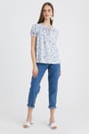 HN3041Çiçek Desenli Bağlamalı Örme Bluz