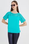 HN3043Dantel Detaylı Örme Bluz