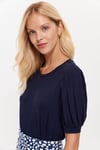 HN3061Balon Kollu Bisiklet Yakalı T-Shirt