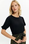 HN3061Balon Kollu Bisiklet Yakalı T-Shirt