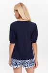 HN3061Balon Kollu Bisiklet Yakalı T-Shirt