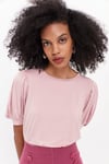 HN3061Balon Kollu Bisiklet Yakalı T-Shirt