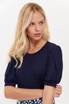 HN3061Balon Kollu Bisiklet Yakalı T-Shirt