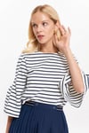 HN3065Çizgili Kolları Büzgülü T-Shirt