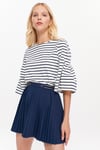 HN3065Çizgili Kolları Büzgülü T-Shirt