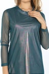 HN368Hologram Ve File Garnili Örme Bluz