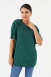 HN3824Unisex Oversize Basic Bisiklet Yaka T-shirt