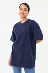 HN3824Unisex Oversize Basic Bisiklet Yaka T-shirt