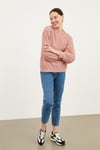HN3883Kadın Kapüşonlu Oversize Ajurlu Örme Kumaş Düz Renk İçi Astarlı Uzun Kollu Sweatshirt