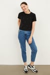 HN3898Kadın Bisiklet Yaka Kısa Kol Önleri Taş El İşlemeli Spor Şık kısa Boy Örme Pamuk Crop T-shirt