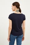 HN3934Kadın Yakası Boru Boncuklu V Yaka Kısa Kol T-shirt