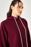 HN3952Kadın İp Detaylı Kapüşonlu Cepli Sweatshirt