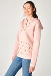 HN3966Taş Detaylı Kapüşonlu Sweatshirt