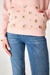 HN3966Taş Detaylı Kapüşonlu Sweatshirt