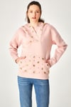 HN3966Taş Detaylı Kapüşonlu Sweatshirt