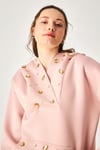 HN3966Taş Detaylı Kapüşonlu Sweatshirt