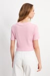 HN3998Lacivert Basic Üst Crop T-shirt
