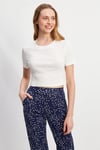 HN3998Lacivert Basic Üst Crop T-shirt