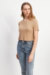HN3998Lacivert Basic Üst Crop T-shirt