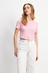 HN3998Lacivert Basic Üst Crop T-shirt