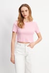 HN3998Lacivert Basic Üst Crop T-shirt