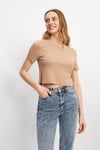 HN3998Lacivert Basic Üst Crop T-shirt