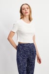 HN3998Lacivert Basic Üst Crop T-shirt